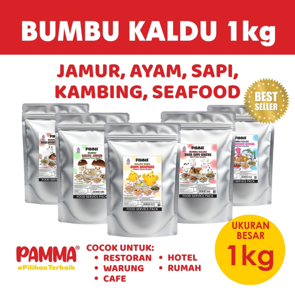

【BIG SIZE 1KG】 PAMMA Bumbu Kaldu Rasa - Ayam Kampung, Jamur, Sapi Wagyu, Seafood Spesial, Kambing Ala Turki - Bumbu Kaldu Gurih