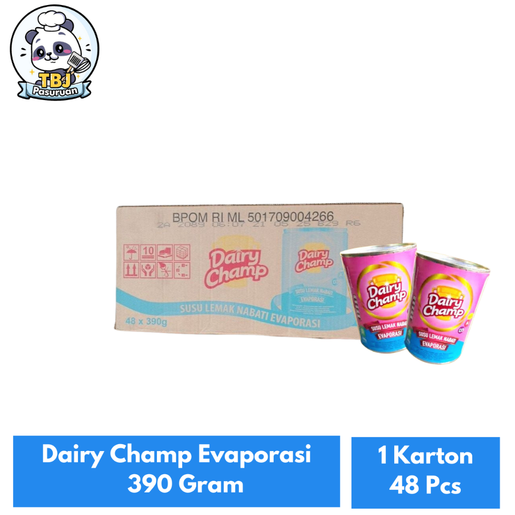 

Dairy Champ Evaporasi 390 Gram Kemasan 1 Karton Isi 48 Pcs
