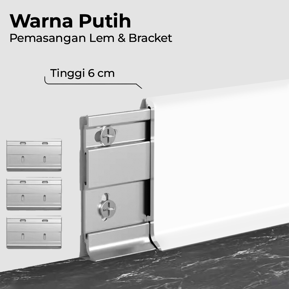 LIS PLINT ALUMUNIUM PUTIH 2,5 M FLOOR SKIRTING ALUMUNIUM