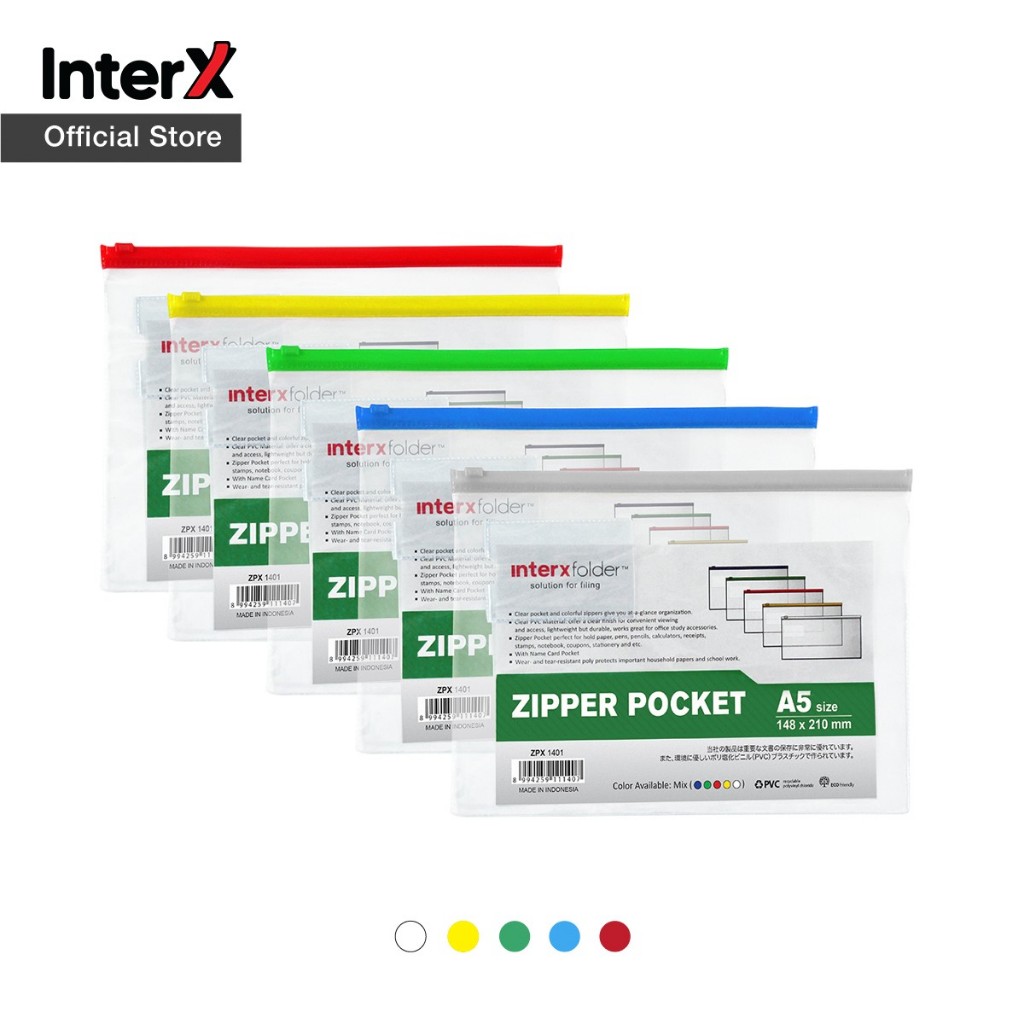 

InterX Folder Zipper Pocket Ziplock Tempat Penyimpanan Serbaguna Transparan A5