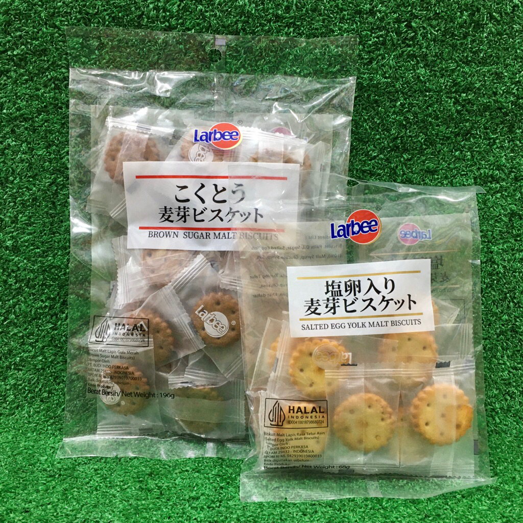 

Larbee Malt Biscuits Snack Biskuit Malt Lapis Brown Sugar / Salted Egg Yolk 68gr & 196gr Impor China HALAL