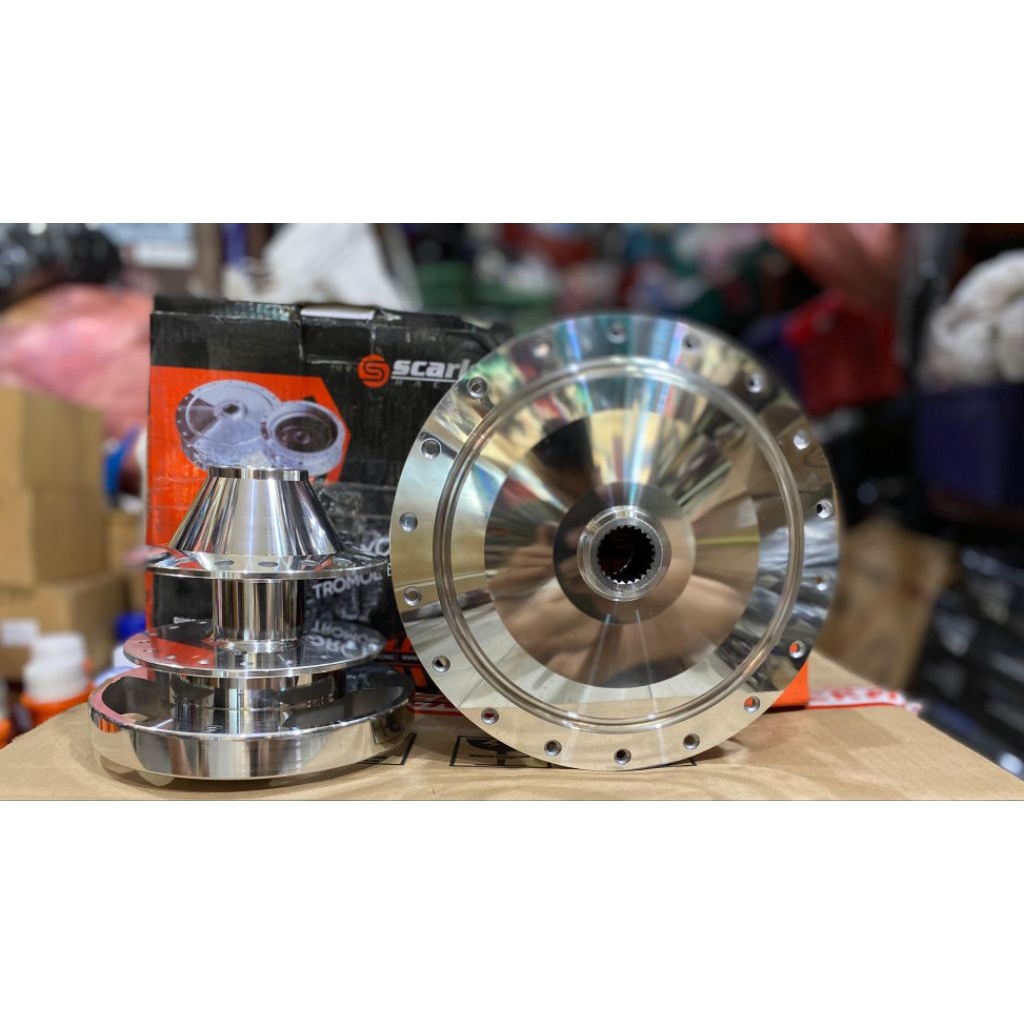 TROMOL DEPAN BELAKANG AEROX 155 SCARLET HITAM CHROME