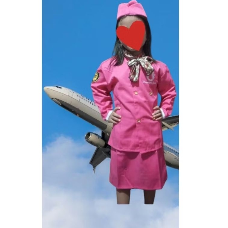 BAJU PRAMUGARI ANAK/BAJU PRAMUGARI PINK/MAROON ROK PENDEK  BAJU KARNAVAL