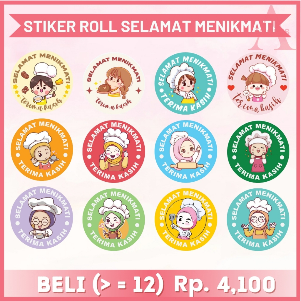 

500 pcs 1 Roll Stiker Roll Selamat Menikmati Karakter Sticker Thank You ST001