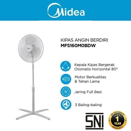 NEW KIPAS ANGIN BERDIRI MIDEA MFS160M0BDW SUPER LOW WATT KIPAS STAND FAN 16INCH MIDEA EXTRA STRONG W