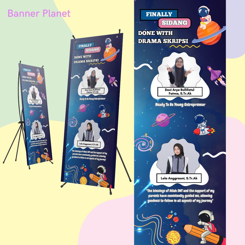 CETAK BANNER WISUDA PLANET [X-BANNER UKURAN 160x60]