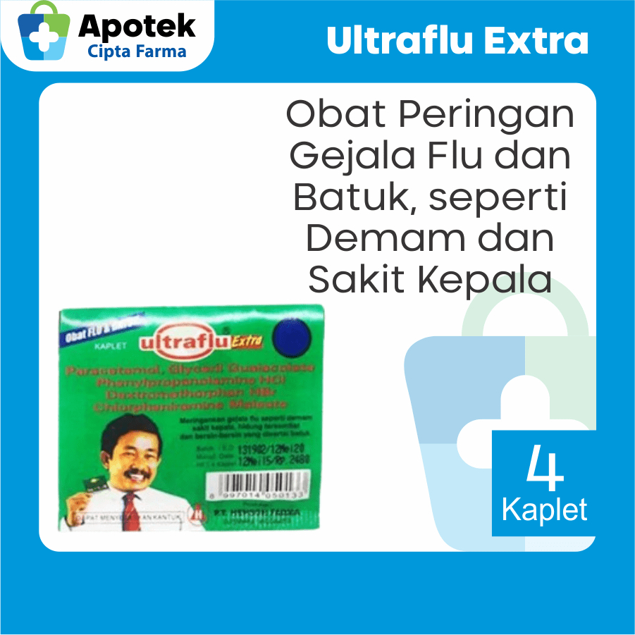 Ultraflu Extra Ultra Flu Paracetamol Parasetamol Guaifenesin Dextromethorphan Obat Flu dan Batuk Pil