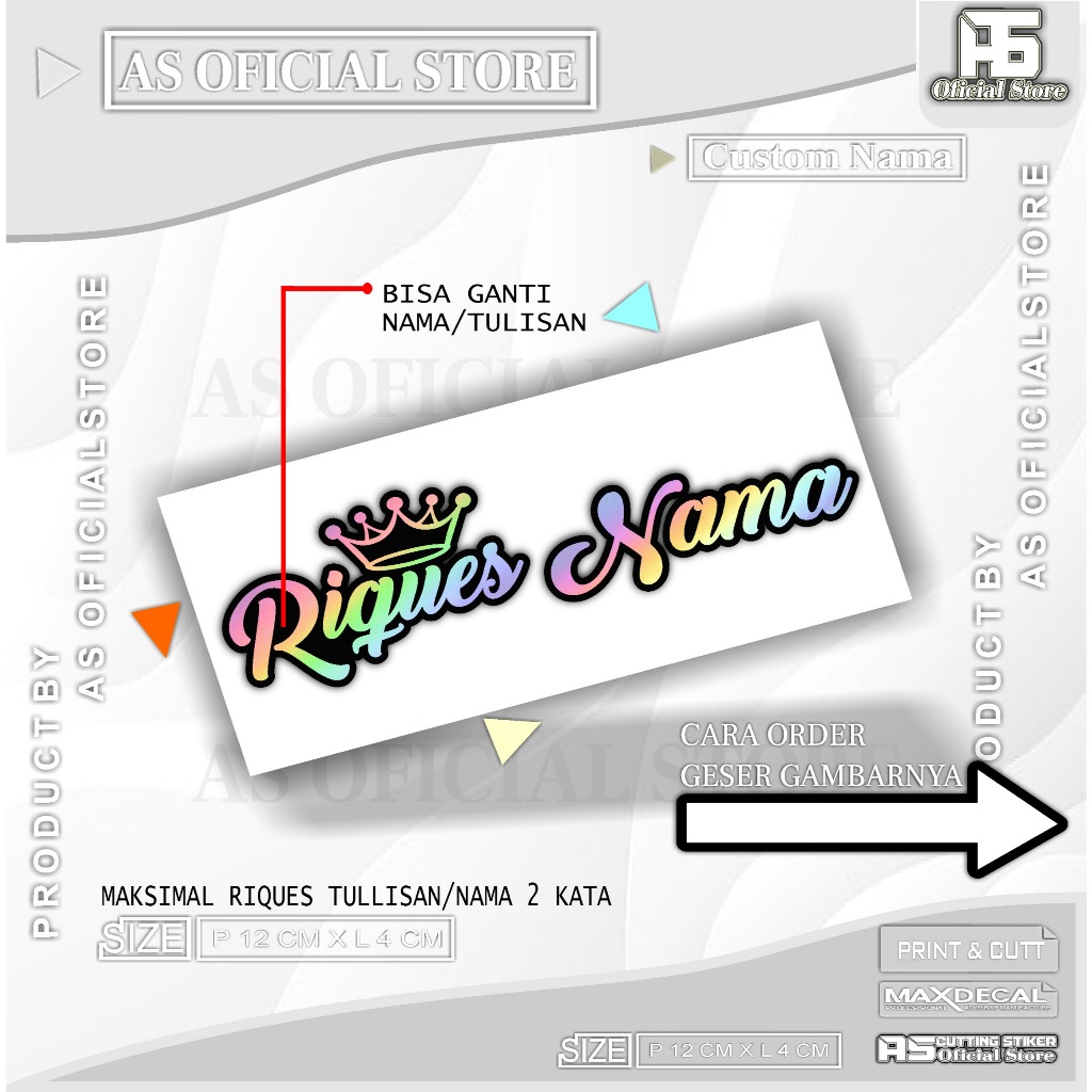 

Stiker Nama Custom Suka Suka Pakai Mahkota Anti Luntur