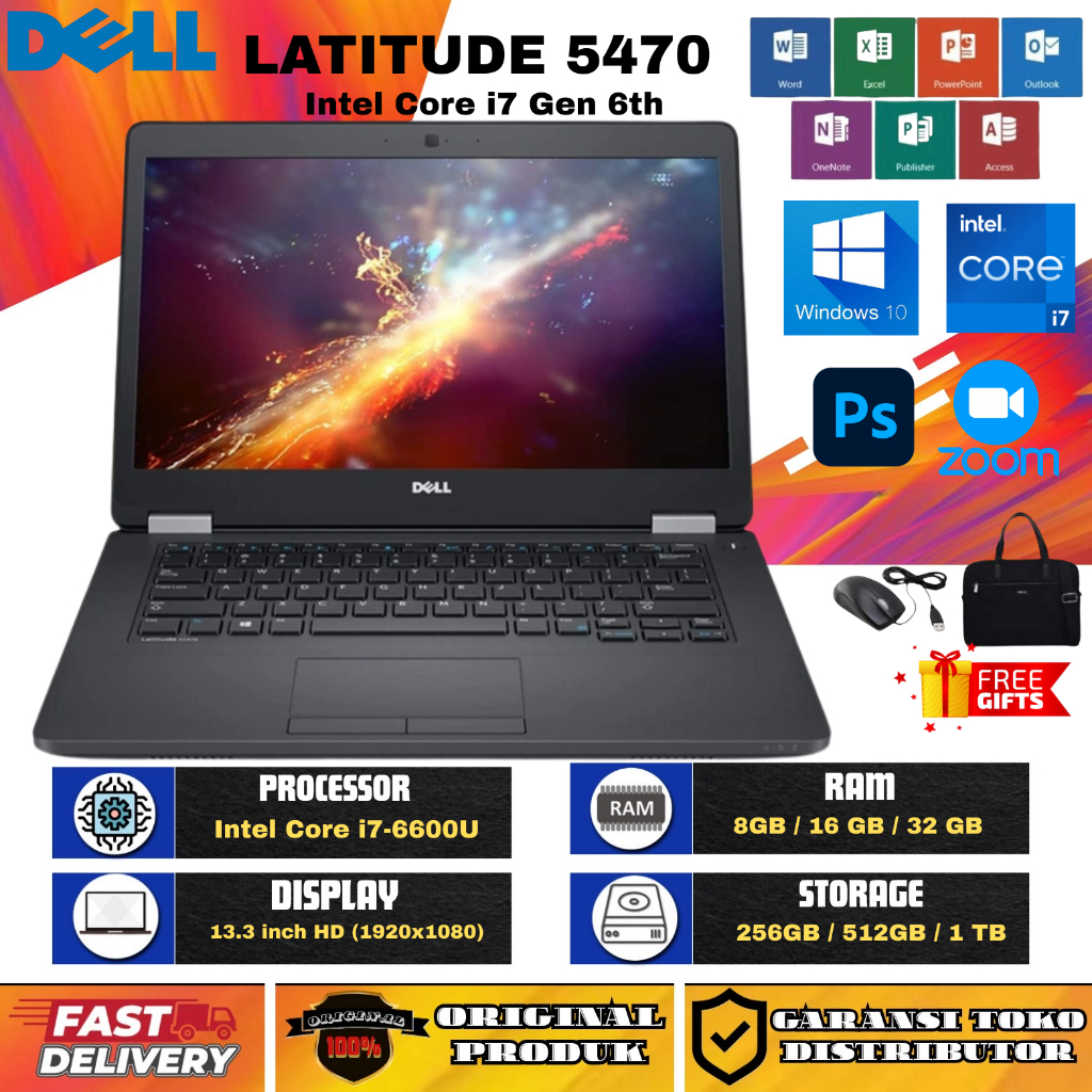 Laptop DELL LATITUDE 5470 i7 i5 GEN 6 RAM 16GB/256SSD FULLSHET FREE MOUSE + TAS LAPTOP