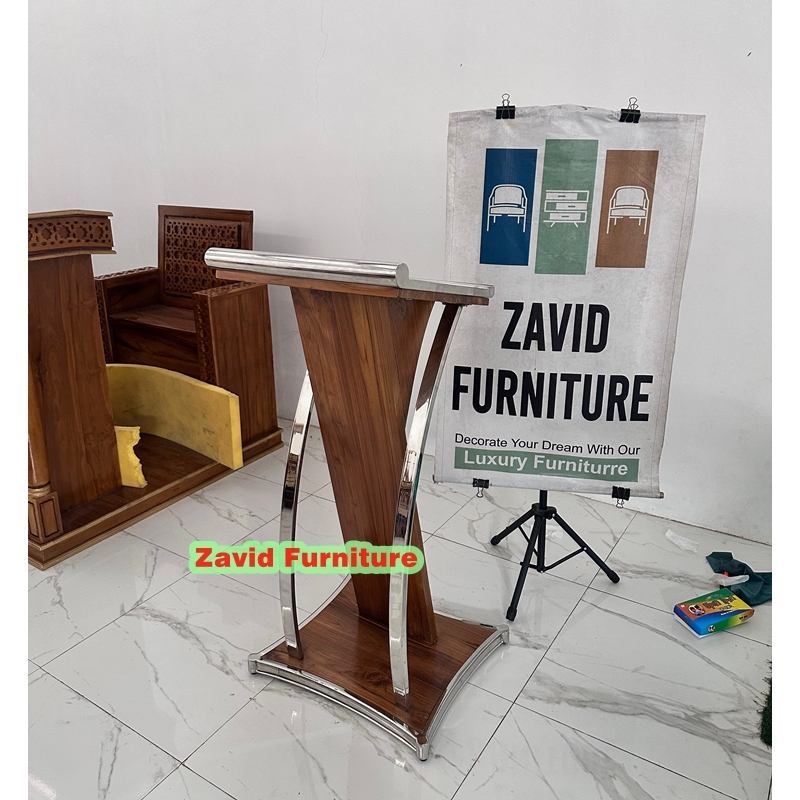 Podium Masjid Minimalis, Podium pidato stainless, Podium Masjid Stainless, Podium Masjid Kayu Jati, 