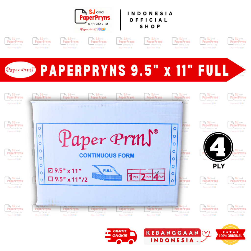 

PAPERPRYNS Kertas Continuous Form 9,5" × 11" (4 PLY) FULL NCR Sheets