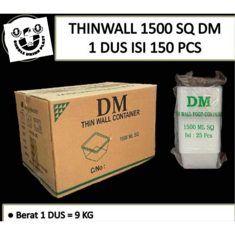 ( 1 Dus ) Thinwall DM 1500 Ml Square Isi 6 Pack / Thinwall 1500 SQ/ Thinwall 1500 SQ