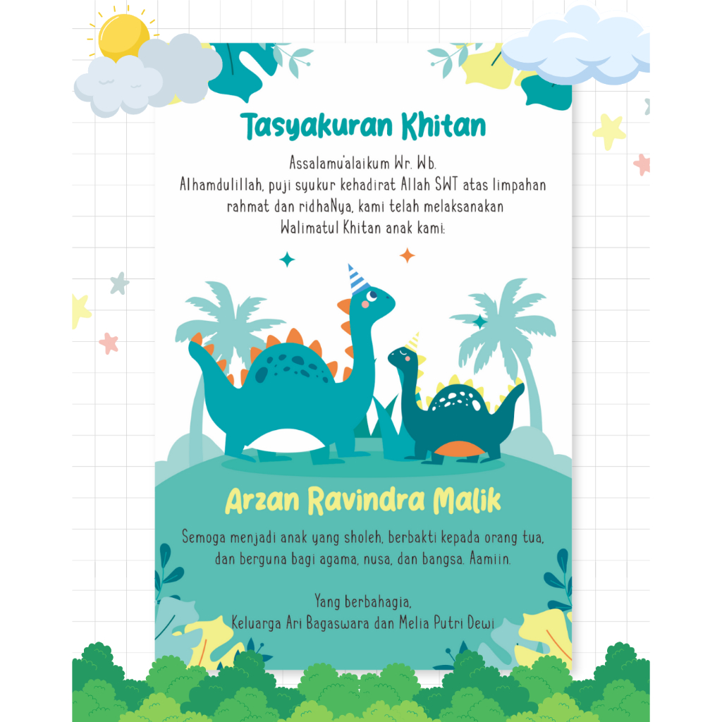 Kartu Ucapan Tasyakuran Khitanan / Kartu Syukuran Khitan / Kartu Ucapan Khitan / Kartu Bingkisan Tas