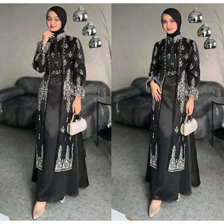 Gamis Brokat Pesta Mewah/Dress Muslim Dewasa kANAYA Maxi Dress Dobel Layer Viral Gamis Lebaran 2025 