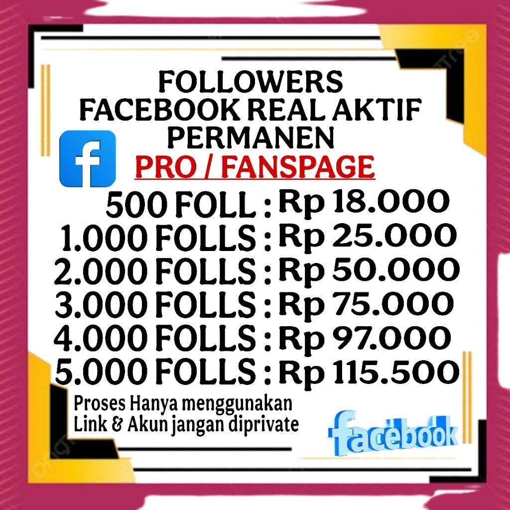 FOLLOWERS FACEBOOK PERMANEN BERGARANSI