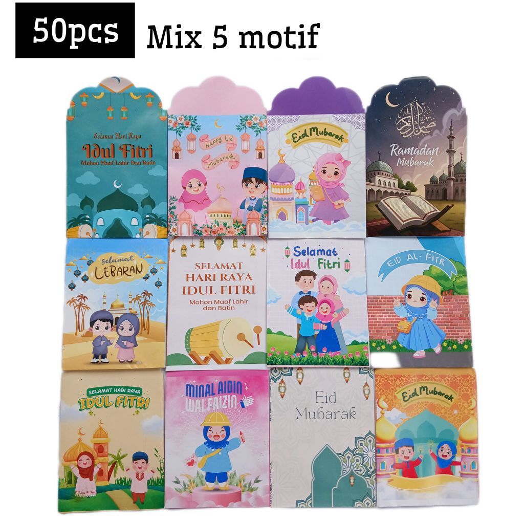 

50PCS AMPLOP LEBARAN MEDIUM GLOSSY UANG DILIPAT 1X
