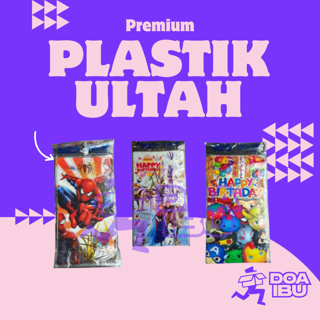 

plastik ulang tahun ukuran besar dan kecil karakter dikirim random