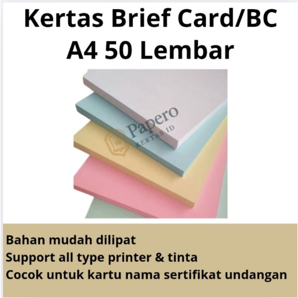 

Kertas Brief Card / BC 160 gsm | A4 Isi 50 Lembar – Cocok Untuk Undangan, Sertifikat, Kartu Nama, Print & Fotokopi