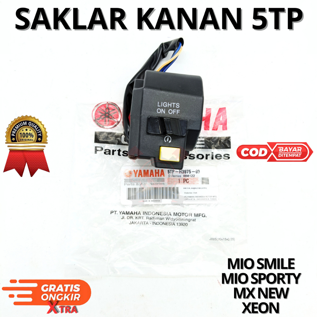 SAKLAR KANAN 5TP UNTUK MOTOR MIO SMILE,MIO SPORTY,MX NEW,XEON.AHM BERKUALITAS ORIGINAL ASLI ORI