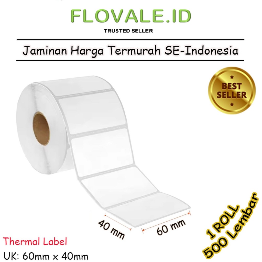 

LABEL THERMAL [60 x 40] KERTAS STICKER BARCODE 60x40 mm (500 Pcs)