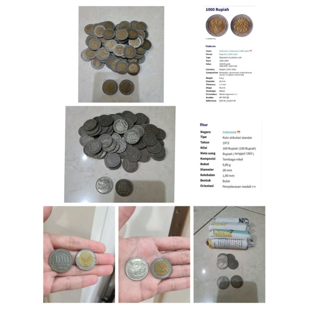 UANG KOIN KUNO 100 RUPIAH LOGAM TEBAL 1973 ORI RUMAH GADANG