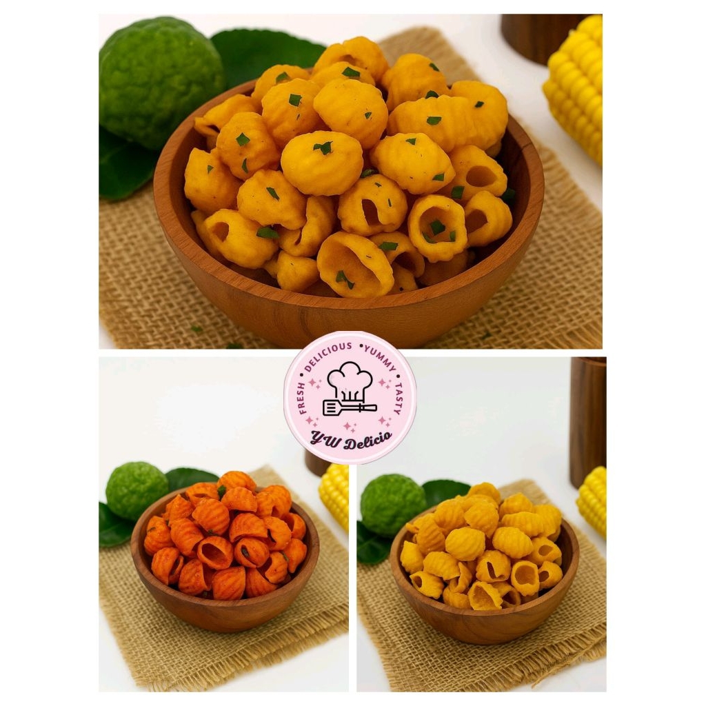

Makaroni Kerang Renyah YW Delicio – Original Daun Jeruk, Jagung Bakar, Pedas – Snack Cemilan Gurih Murah