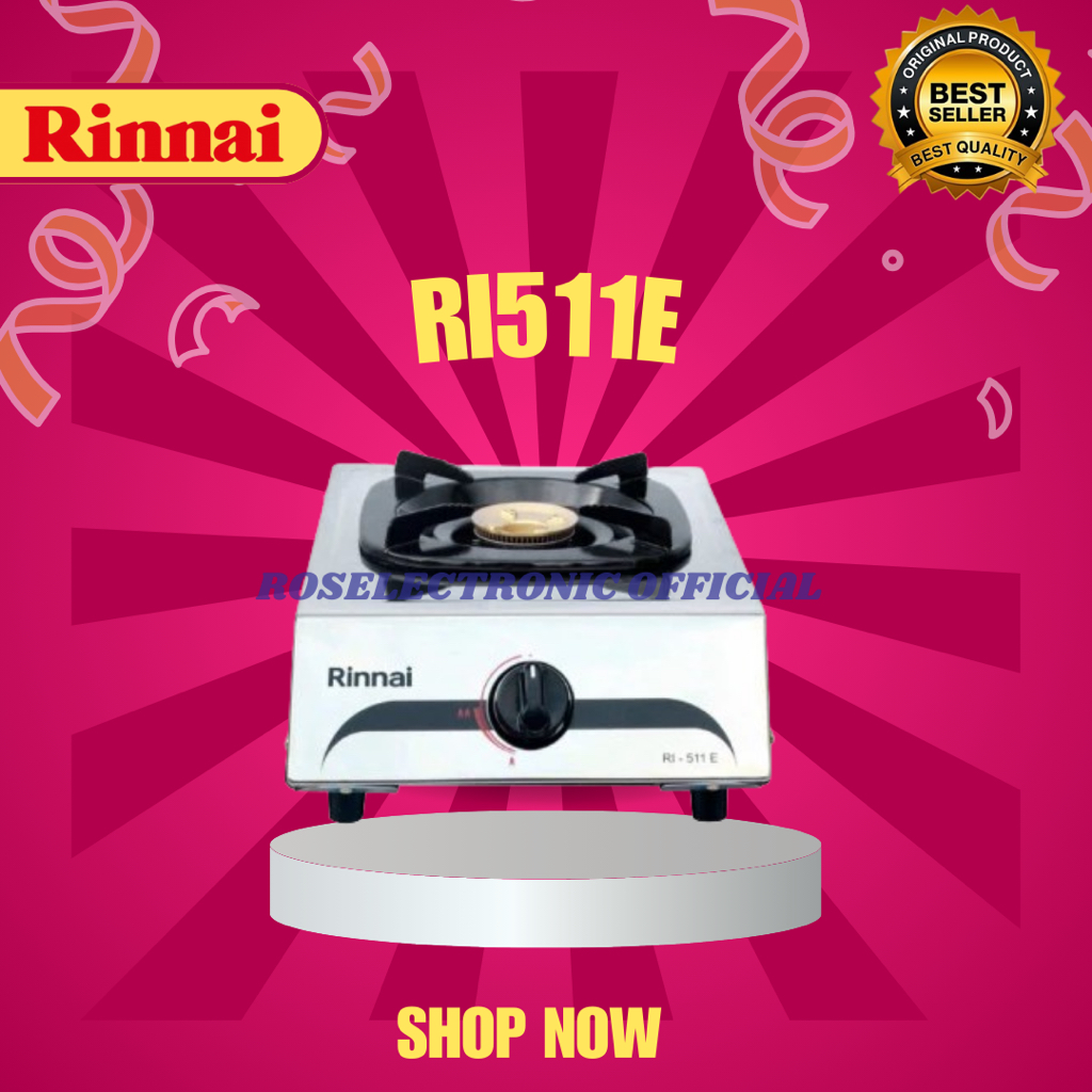 RINNAI KOMPOR GAS 1 TUNGKU STAINLESS RI511E/RI-511E/RI 511RE/Kompor Gas Rinnai/Rinnai Kompor Gas