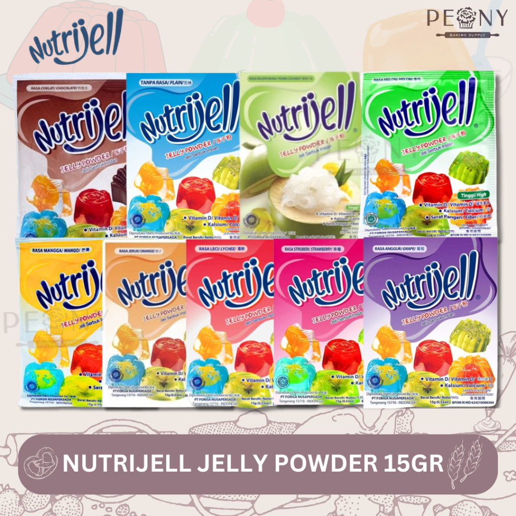 

NUTRIJELL JELLY POWDER 15 GR SEMUA RASA (BOX= ISI 12 BUNGKUS/PCS)