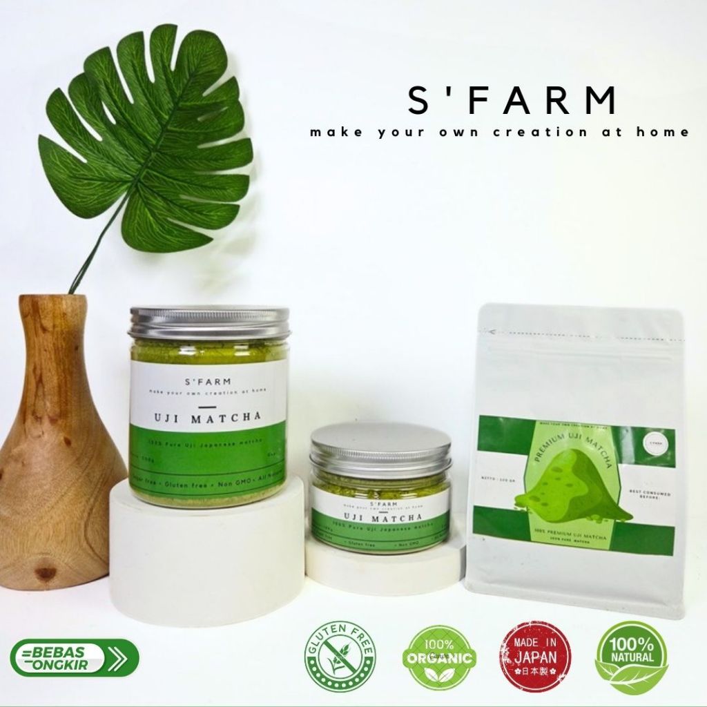 

S'FARM Pure Premium Uji Japanese Matcha - 100% Bubuk Matcha Premium