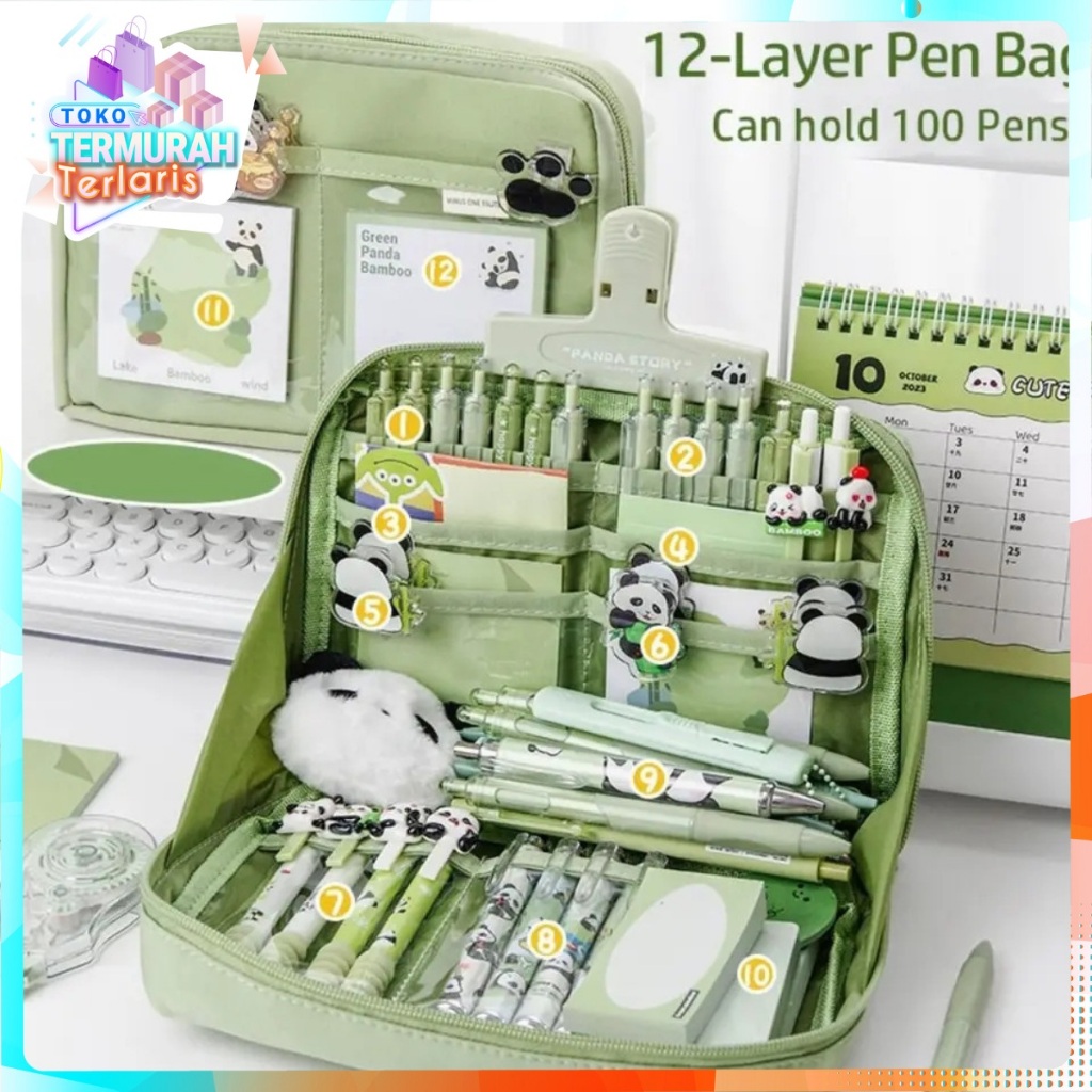 

TTT Pencil Case Tas Pena Tempat Pencil Tas Pensil Kotak Pensil Tempat Alat Tulis 90° Kapasitas Besar Pembukaan Besar Anti Air Waterproof Warna Pastel TTT
