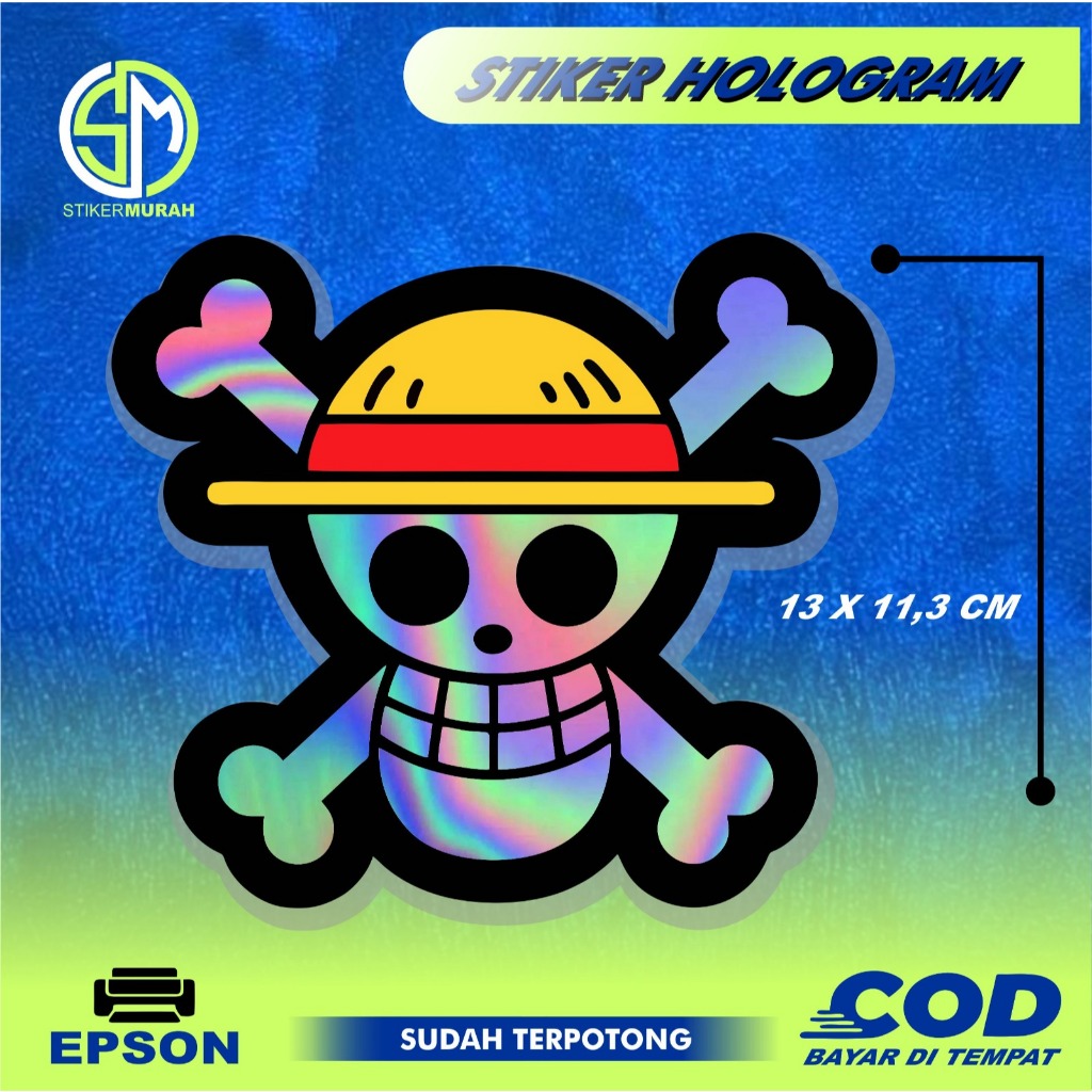 

Stiker Hologram Anime One Piece Flag Logo Bendera One Piece