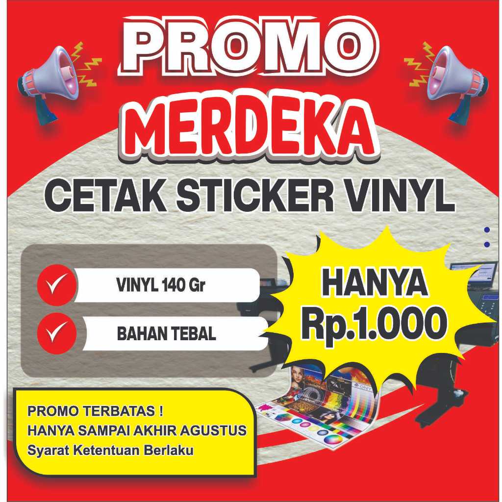 

Sticker vinyl glossy sesuai kebutuhan minimal pembelian 50 sticker