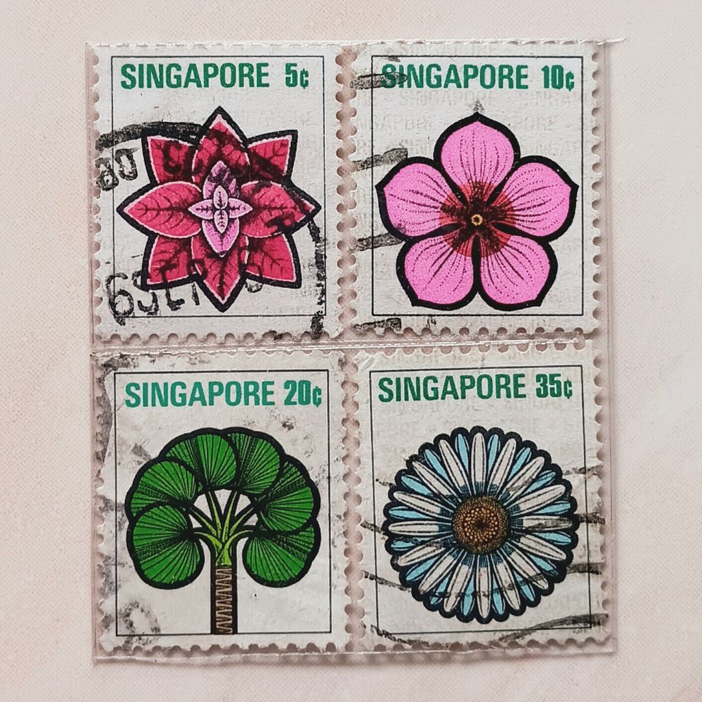 

(AB) Perangko Singapore 1973 Flowers and fruits Set 4 pcs Used