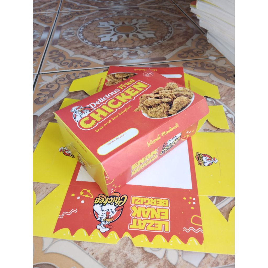 

100 Lembar Dus Wadah Fried Chicken Ukuran 15x10x6 cm / Wadah Fried Chicken / Box Fried Chicken / Kemasan Fried Chicken / Kardus Bungkus Fried Chicken