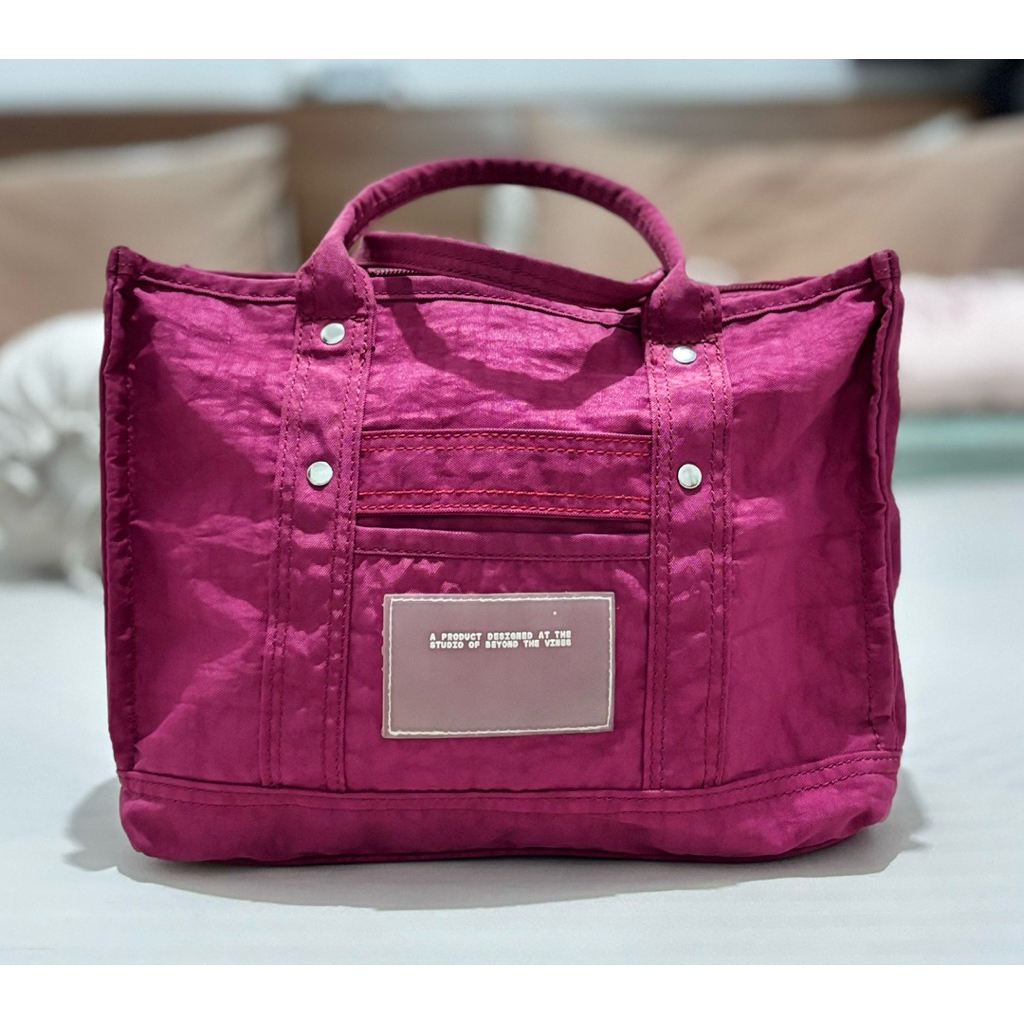 Beyond The Vines – Medium Nylon Tote (Crunch Carryall 01 Medium) | Magenta Maroon • Terawat