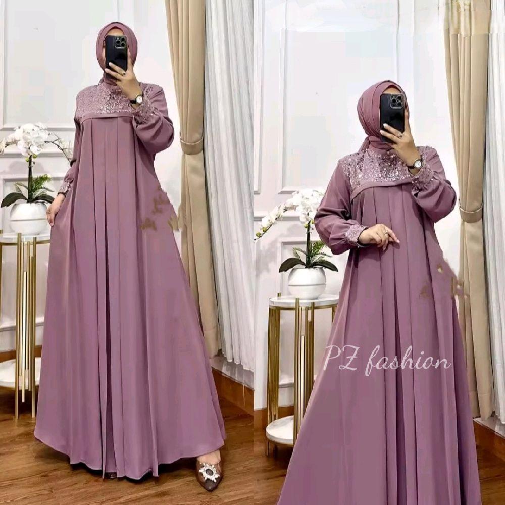 Gamis satin velvet tile payet mewah aksen rempel/gamis kondangan silk velvet tile payet model terbar
