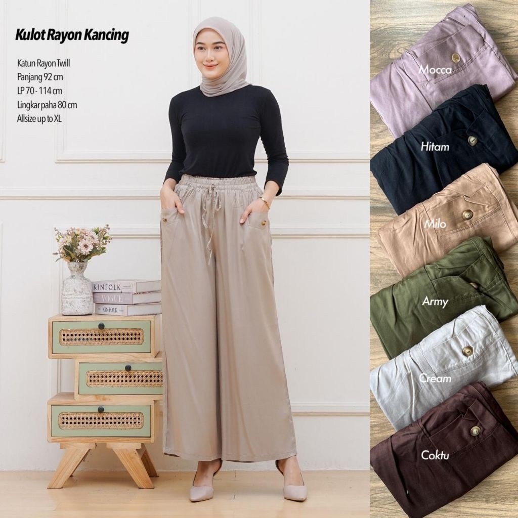 KULOT LEBAR WANITA RAYON POLOS / KULOT RAYON POLOS / KULOT WANITA BAHAN RAYON PREMIUM