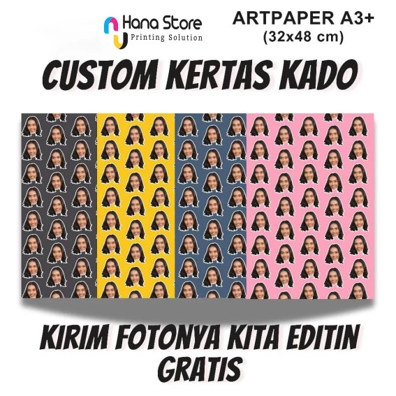 

Kertas Kado Custom Desain Muka Wajah Aesthetic Bisa Tambah Tulisan / GIFT WRAPPING PAPPER
