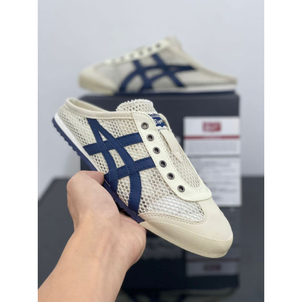 Sepatu Otsuka Tiger Mexico66 slop sabot cream navy