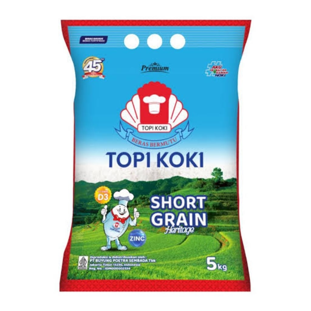 

Beras Topi Koki Short Grain Heritage kemasan 5kg