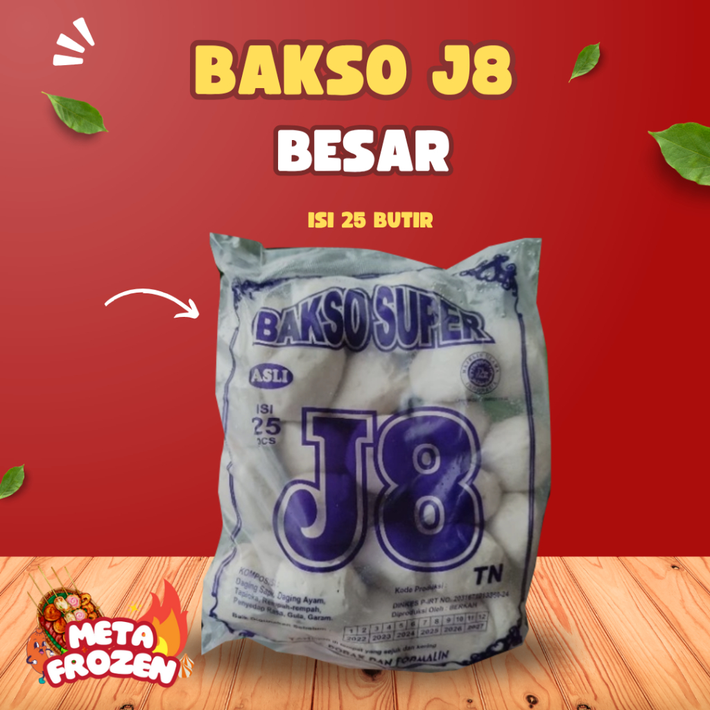 

J8 Bakso Sapi Super Besar Kombinasi (Isi 25pcs) Kemasan 1kg / Bakso Sapi Jumbo 1 Kg Super