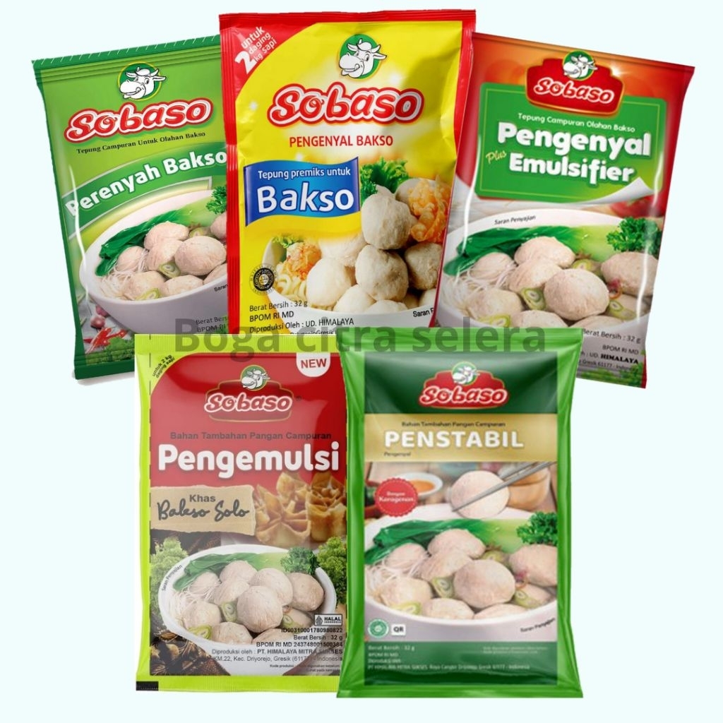 

Tepung Pengenyal, Penstabil & Perenyah bakso Sobaso 32g