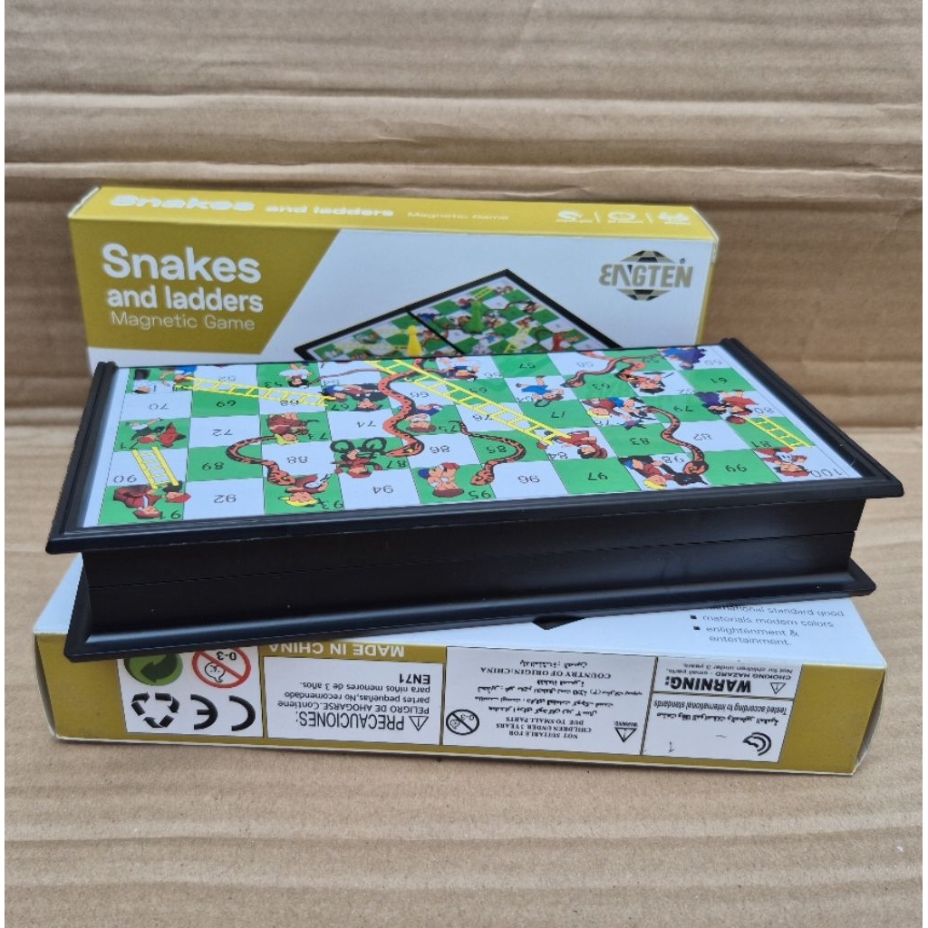 ENGTEN Mainan Ular Tangga Plastik Import Snakes and Ladders Magnetic Game Made in China