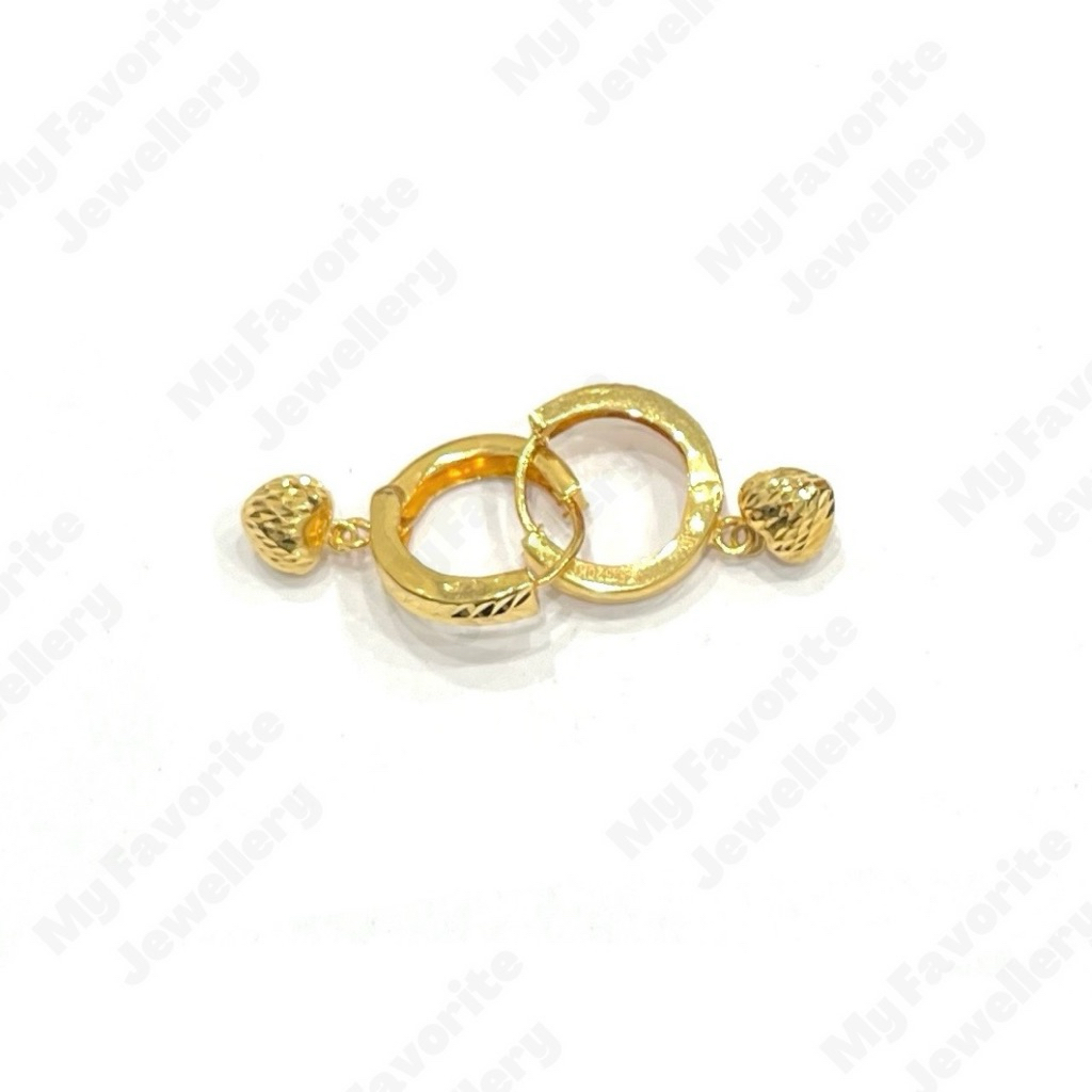 Anting Klip Gantung Love Anting Emas Asli Kadar 875