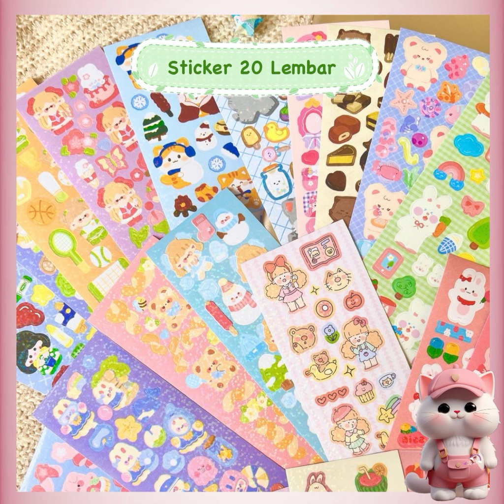 

N247 ( 20 Lembar ) Sticker Kecil Waterproof Shiny Cute / Berbagai Kartun Mengkilap Stiker Set Kecil Mahasiswa Hias DIY Bahan Stiker