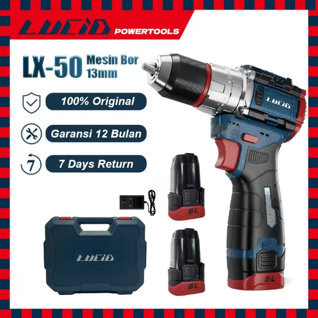 Opinkrandam - LUCID LX-50 Cordless Mesin Bor 18V Li-ion 80Nm Brushless Pocket Rocket
