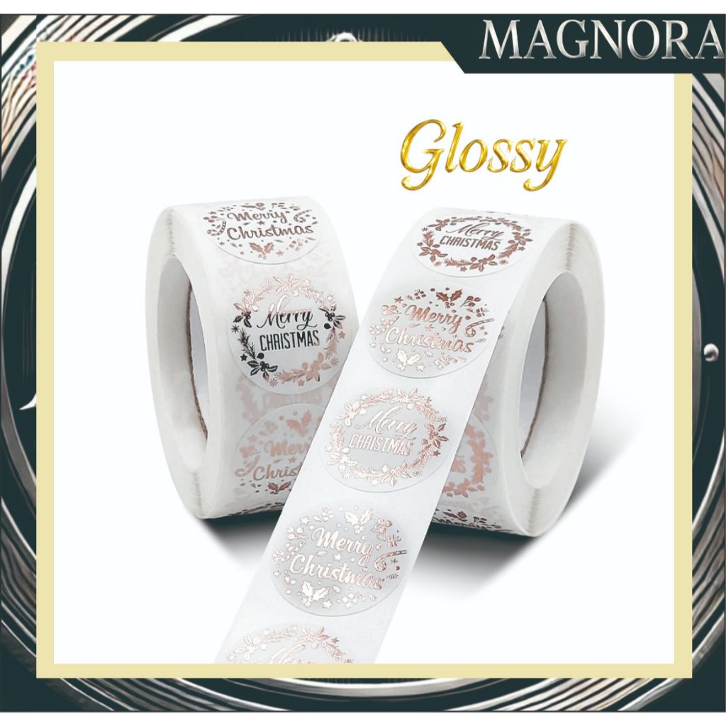 

Sticker Merry Christmast Glossy Stiker Ucapan Selamat Natal Thank You 1 roll isi 500 by Magnora