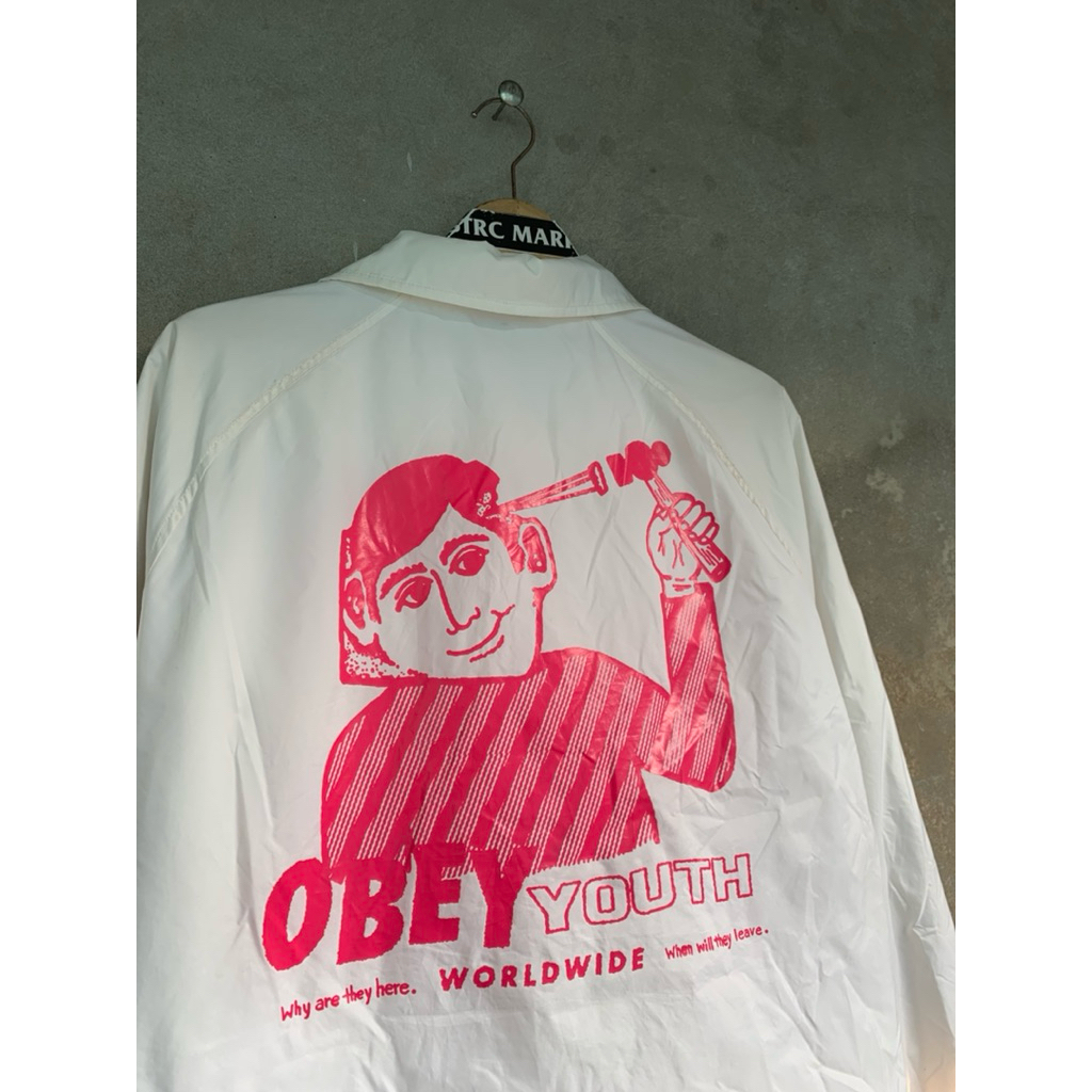 Coach Jacket Obey Skateboard White