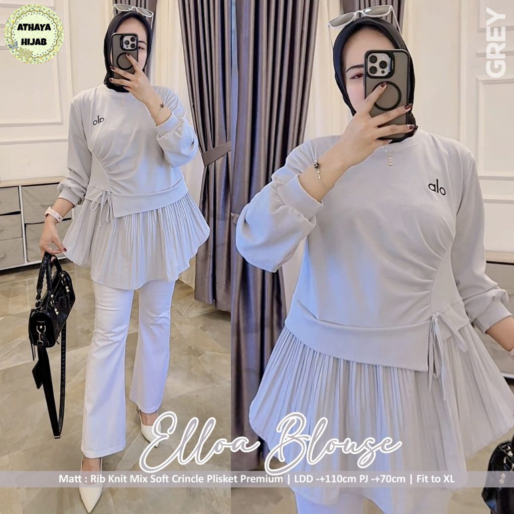 ( COD ) 100% Original Elloa Blouse • Alona Blouse • Blouse Knit Plisket • Knit Blouse • Plisket Blou