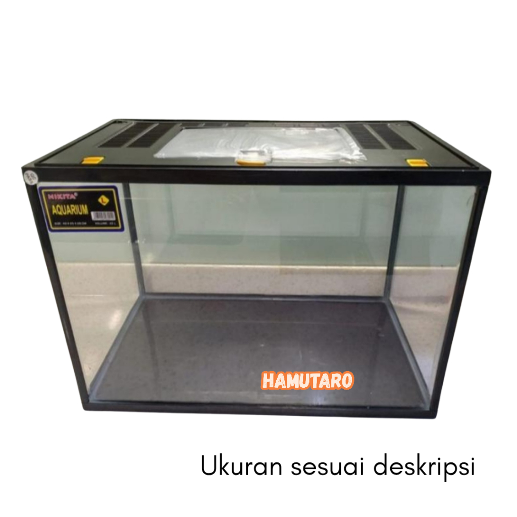 Aquarium Large / Nikita L + Tutup Aquarium ukuran 40 x 25x 28cm